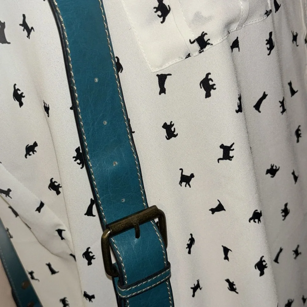 *SOLD on EBAY  by Liz Claiborne Teal Crossbody Bag w/brushed gold hardware - Picture 8 of 12